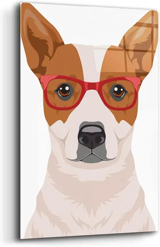 Vista 2 de Epic Art 'Perro de ganado australiano con gafas hipster' por Olga y Alexey Drozdov, arte de pared de vidrio acrílico, 12 x 16 pulgadas