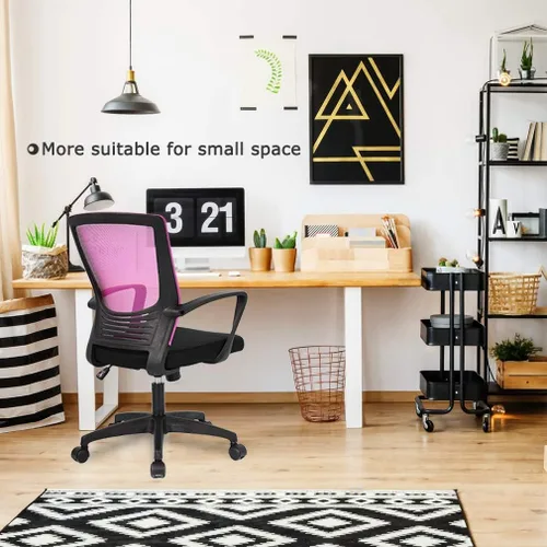 Vista 7 de Silla de escritorio de malla para computadora con brazos de apoyo lumbar, elegante silla ejecutiva moderna y giratoria con soporte lumbar Negro