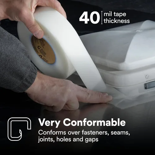 Vista 5 de 3M White Extreme Sealing Tape 4411W+ - 3 pulgadas x 36 yardas, 1 rollo - Alto rendimiento, impermeable, duradero, adhesivo acrílico de una sola cara