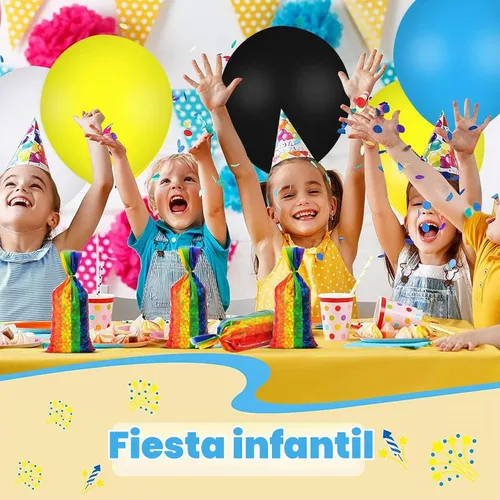 Vista 7 de Lecpeting 100 bolsas de golosinas de arcoíris con estampado de rayas de arcoíris, bolsas de celofán con lazos giratorios para baby shower