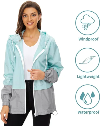 Vista 5 de Abrigos de lluvia para mujer, ligeros, impermeables, para exteriores, con capucha, impermeables plegables