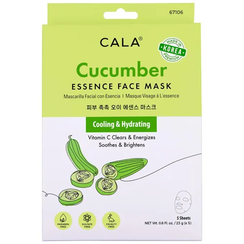 Vista 6 de Cala Mascarillas faciales con esencia de aloe vera (paquete de 5) – Hojas de mascarilla ultrafinas con extractos de plantas + aminoácidos