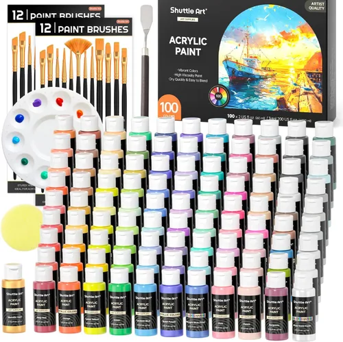 Vista 10 de Conjunto de pintura acrílica de cambio de color Shuttle Art, 16 colores camaleón en botellas (60ml/2oz), pintura acrílica no tóxica para artistas