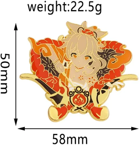 Vista 2 de Genshin Hutao Brooch Pin - Hutao Characters Cosplay Enamel Brooch Lapel Pin - Gift for Fans, Women and Girls