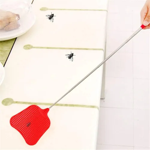Vista 6 de Matamoscas extensible, juego de matamoscas de plástico duradero, matamoscas telescópico con mango de acero inoxidable para interior/aula/oficina