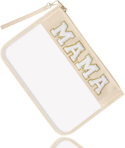 Vista 12 de Regalos de Apreciación para Profesores TEACH Bolso de Maquillaje de Chenilla con Letras, Bolso Transparente de PVC con Monograma y Cremallera