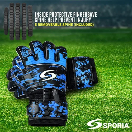 Vista 3 de Sporia Guantes de portero para adultos y jóvenes, guantes de portero de fútbol transpirables con protector de 5 dedos y fuerte soporte de muñeca