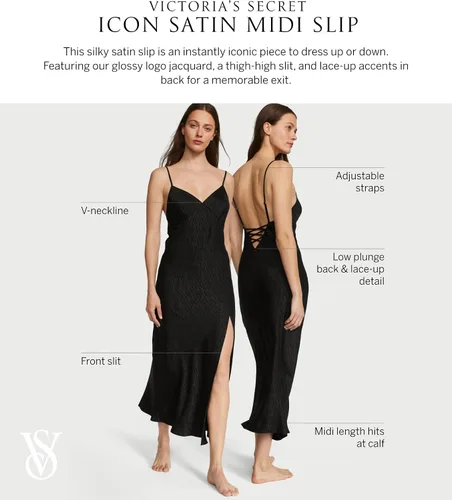 Vista 4 de Victoria's Secret Icon Satin Midi Slip - Lencería para mujer (XS-XL)