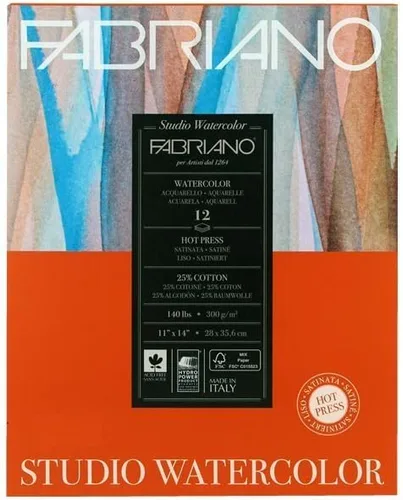 Vista 6 de Fabriano Studio Papel de acuarela, prensa caliente, 8 x 10 pulgadas, 40 kg, 20 hojas