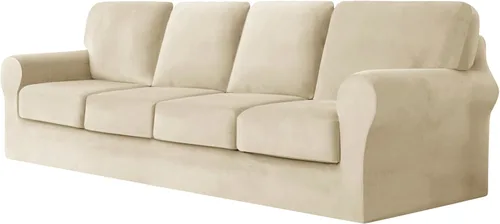 Vista 21 de Funda de sofá con fundas de cojín de asiento separadas y fundas de respaldo, fundas elásticas para sofá, fundas protectoras de terciopelo