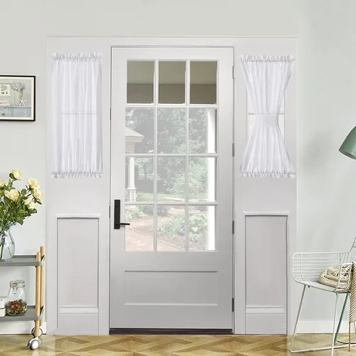 Vista 11 de Demetex Cortinas francesas para puerta delantera, juego de 2 paneles de cortina semitraslúcidos de lino para puerta delantera, pequeños