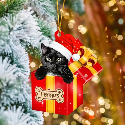 Vista 61 de Adorno de Navidad personalizado de Akita Inu, nombre personalizado Akita Inu para árbol de Navidad, en caja de regalo roja