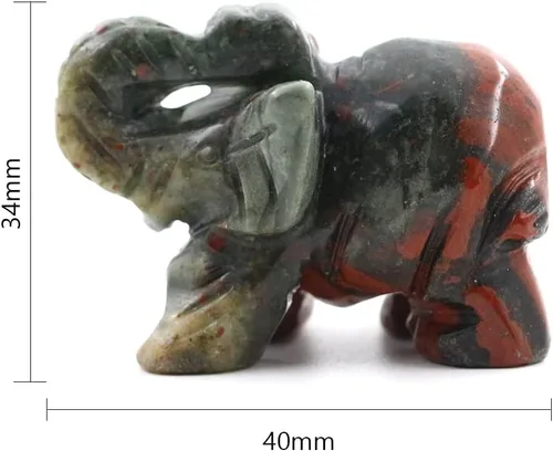 Vista 2 de Estatua de elefante de cristal de piedra de sangre de África, estatua de elefante de bolsillo de 1.5 pulgadas para curación Reiki, regalo