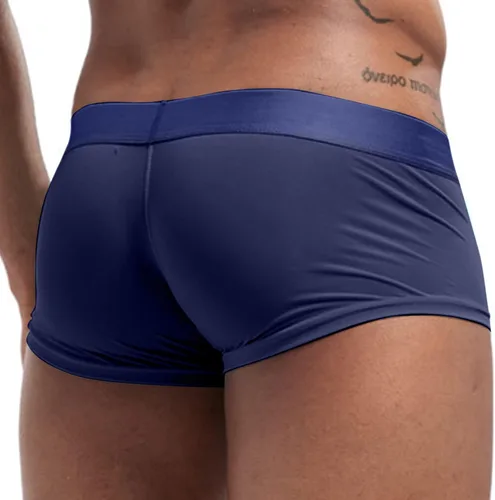 Vista 4 de Calzoncillos elásticos de seda de hielo para hombre, suaves y cómodos, de algodón, con bragueta abierta, sin etiquetas, bragas de pierna