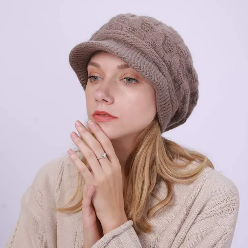 Vista 12 de Gorro de invierno para mujer, gorro de punto holgado con visera para mujeres y niñas