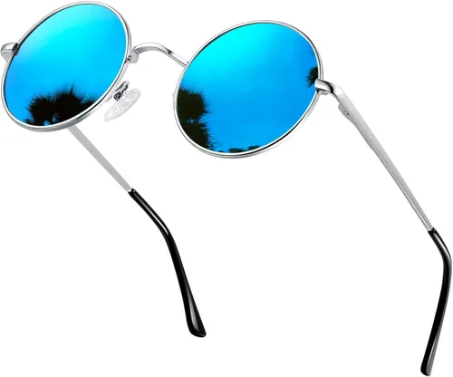 Vista 76 de KANASTAL Gafas de sol redondas polarizadas para mujeres y hombres, estilo hippie con protección UV400