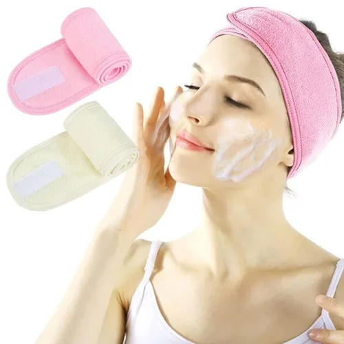 Vista 8 de LADES Diadema facial de spa para mujer, tela de rizo suave con gancho y bucle ajustables, ajuste cómodo y seguro para cuidado de la piel