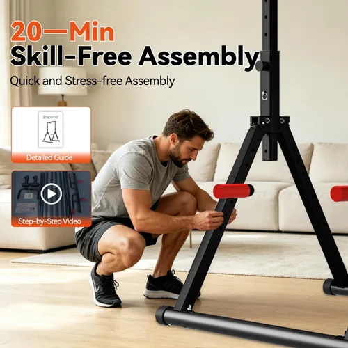 Vista 8 de DOBESTS Power Tower Pull Up Bar Free Standing, Foldable Pull Up Station