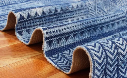 Vista 9 de Colección - Alfombra rectangular de 2 x 3 pies, color azul, de algodón, dhurrie, abstracta, Kilim para interiores y exteriores, alfombra de tejido