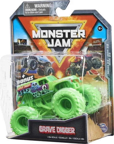 Vista 5 de Monster Jam 2022 Spin Master 1:64 Camión fundido a troquel con accesorio adicional: excavadora de tumbas Hyper Fueled