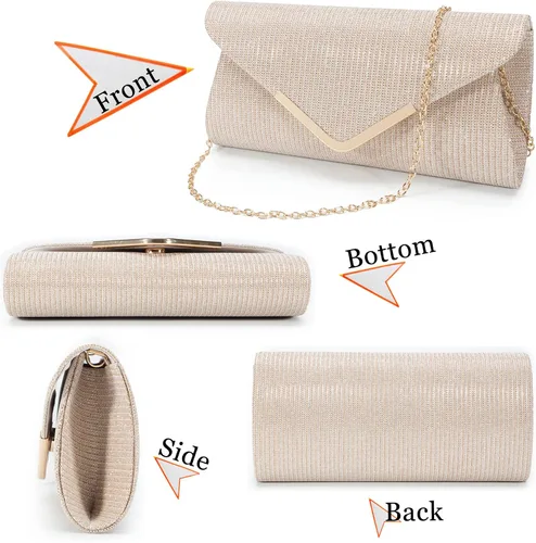 Vista 6 de Bolsos de mano brillantes para mujer, bolso de noche para mujer, bolso de mano para mujer, bolso de mano para fiesta, graduación, boda