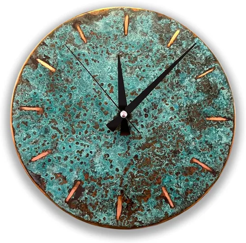 Vista 19 de Reloj de pared de cobre puro hecho a mano para decoración del hogar, reloj decorativo para sala de estar, dormitorio y cocina, arte mural decorativo