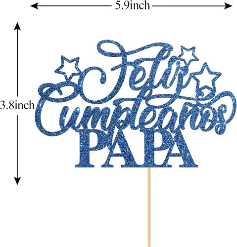 Vista 2 de Decoración de fiesta de cumpleaños con purpurina azul para papá, decoración de fiesta de cumpleaños, feliz día del padre/decoración de fiesta