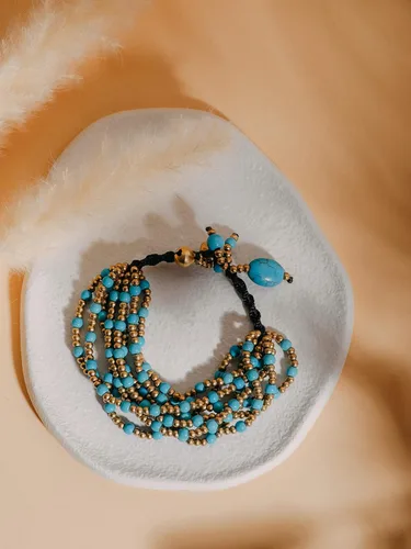 Vista 5 de MINACHI Boho Ethnic Turquoise Beads Charm Strand Bracelet Jewelry Gift for Women