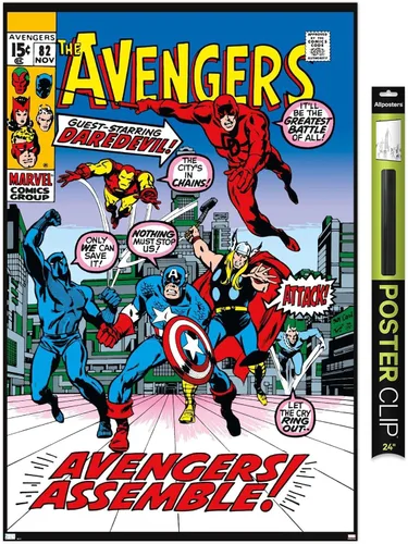 Vista 17 de Trends International Marvel Comics - Póster de pared de Avengers #82, 22.4 pulgadas de largo x 14.7 pulgadas, versión enmarcada en madera de granero