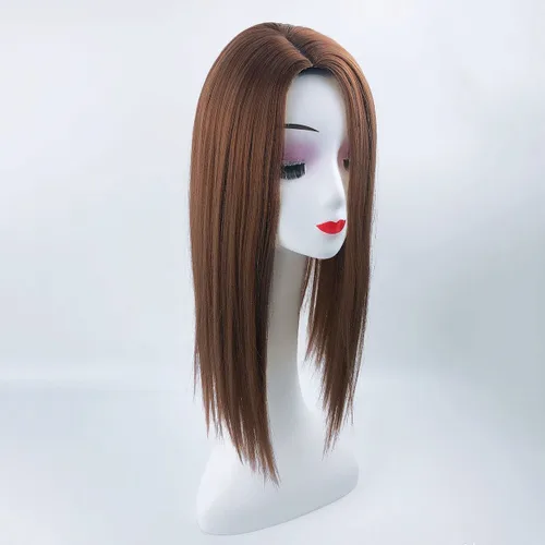 Vista 2 de YYDS Mezcla natural Snythetic, para mujer, pérdida de cabello, parte derecha, de seda, con clip (12# marrón cálido)