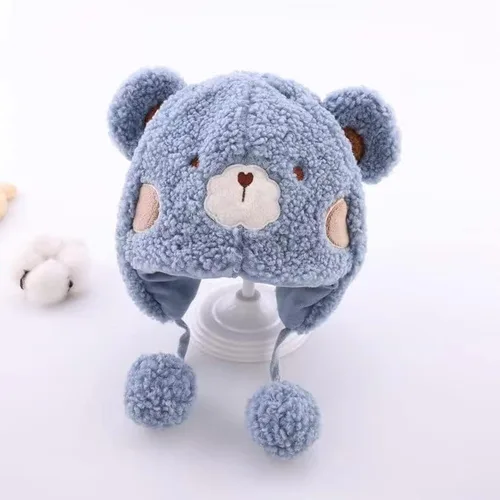 Vista 3 de DNLKWGO Conjunto de bufanda unisex para niños pequeños, gorro de bebé, lindo oso para invierno, gorro de invierno