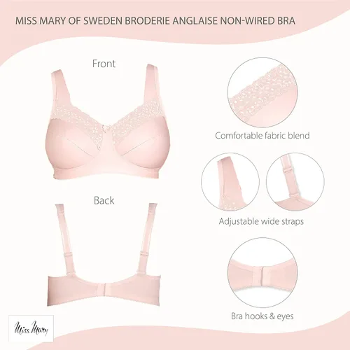 Vista 5 de Miss Mary Of Sweden Broderie Anglaise - Brasier de algodón cómodo sin aros para mujer