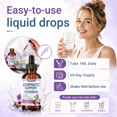 Vista 6 de Lymphatic Support Drops Liquid – Drenaje linfático para mujeres y hombres