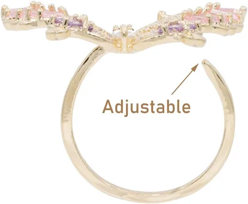 Vista 4 de Lavencious Anillo ajustable con diseño de mariposa con circonitas AAA y piedras de color para mujer