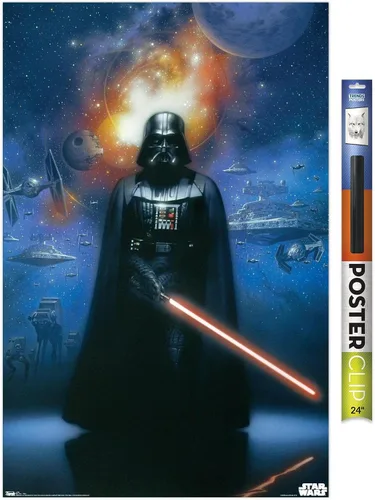 Vista 21 de Trends International Star Wars: Saga - Póster de pared de Vader in Space, 14.725 x 22.375 pulgadas, versión enmarcada de madera de granero