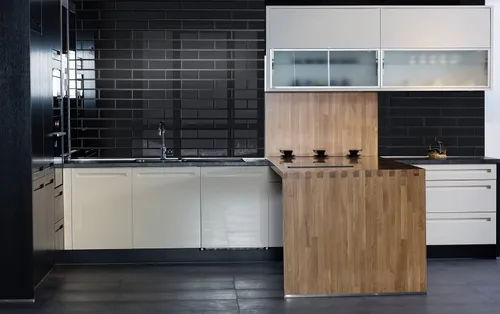 Vista 5 de Azulejos de metro de cristal negro para salpicaduras de cocina o pared de baño (10 unidades, 2 pies cuadrados)