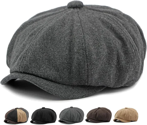 Vista 7 de Xinveen Gorra de 8 paneles para hombre, gorra de tweed vintage con diseño de espiga
