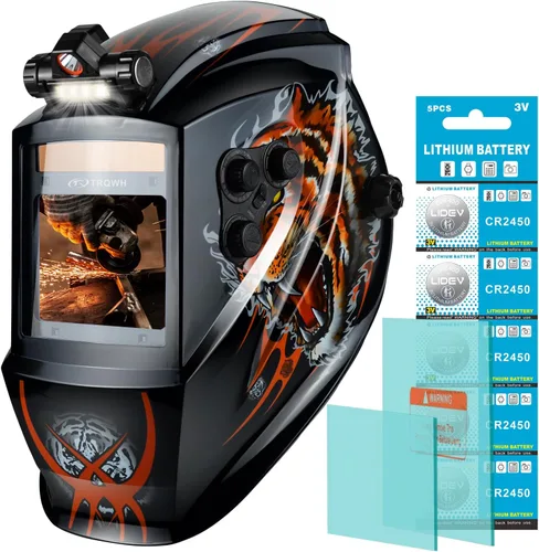 Vista 18 de TRQWH Welding Helmet Auto Darkening Large Viewing True Color Solar Powered Welding Mask with 4 Arc Sensor Adjustable Wide Shade Range 4~5-8/9-13
