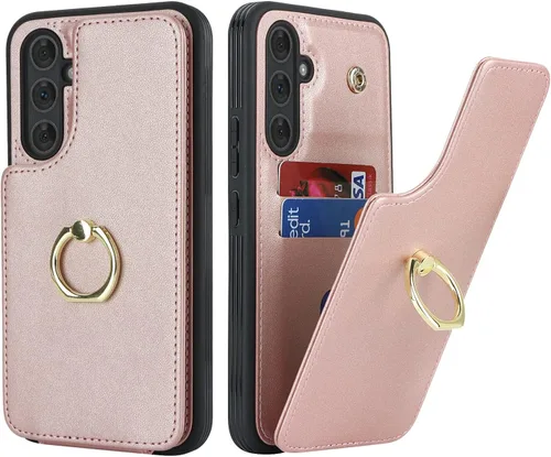 Vista 10 de Lipvina Funda para Samsung Galaxy A03s con tarjetero, Galaxy A03s Funda tipo cartera para mujer, tarjetero de crédito, soporte de anillo, fundas