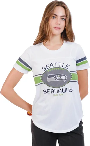 Vista 7 de Ultra Game Women's NFL Official Soft Mesh Varsity Stripe T-Shirt