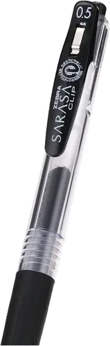 Vista 8 de ZEBRA P-JJ15-BK10 - Bolígrafo de gel, clip Sarasa, 0.5, negro, 10 bolígrafos Negro Pack de 10