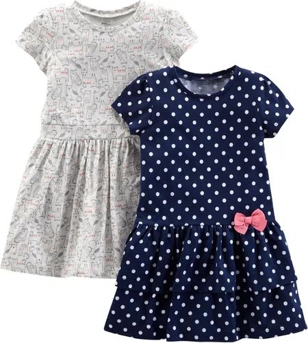 Vista 26 de Simple Joys by Carter's - Conjunto de vestido de manga corta y sin mangas para niña, paquete de 2