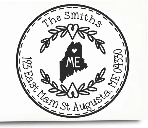 Vista 285 de Alabama State Wreath - Sello de sello de dirección personalizado para invitaciones de fiesta, tarjetas de vacaciones y decoración del hogar Sello