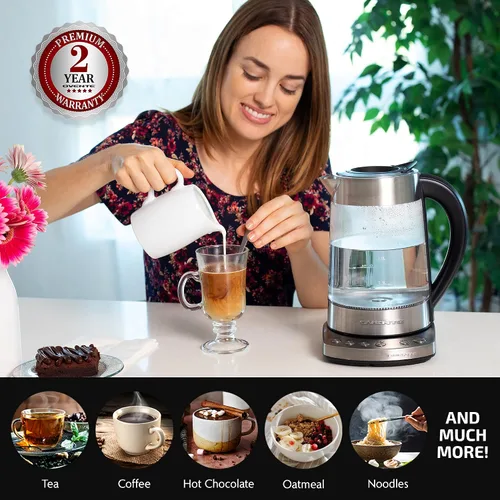 Vista 10 de OVENTE Hervidor de té eléctrico de 1.7 L con infusor extraíble, control de temperatura variable, función de mantener el calor, caldera de agua