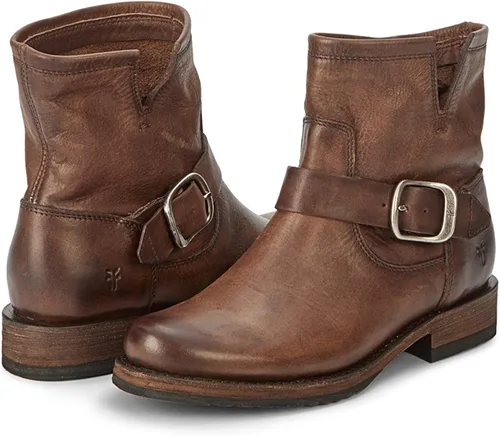 Vista 6 de Frye Veronica Botines para mujer hechos de cuero cepillado de grano completo con herrajes de metal antiguo e impermeables construcción de ribete