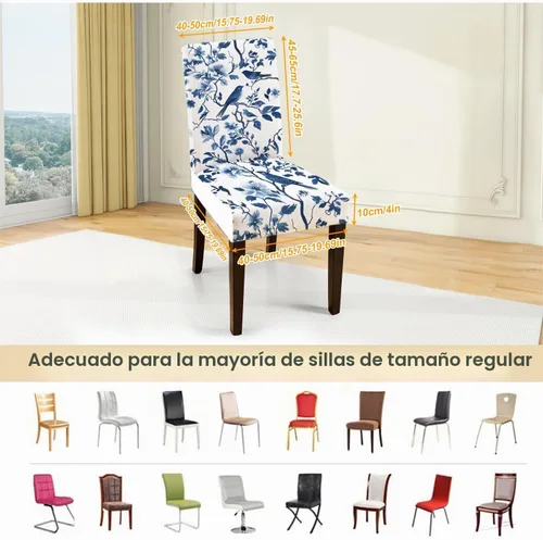 Vista 2 de ANNA QUEEN Juego de 6 fundas para sillas de comedor y cocina, fundas elásticas lavables para sillas de comedor, decoración elegante del hogar