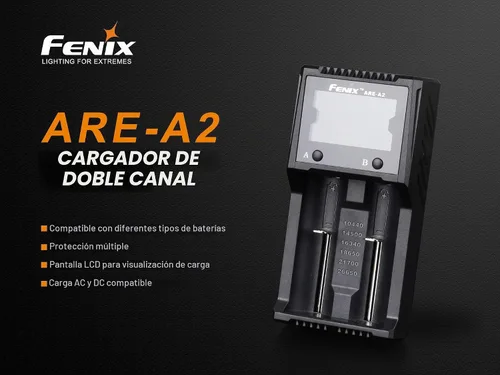Vista 2 de EdisonBright Fenix are-A2 Cargador de batería inteligente para 21700/18650/16340 BBX5 Estuche de transporte de batería