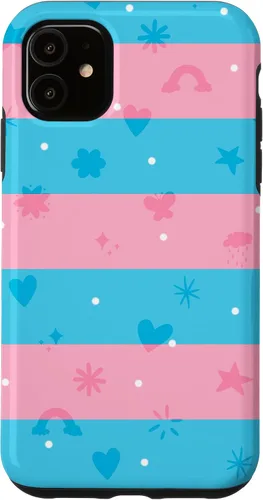 Vista 5 de Funda para iPhone 15 Trans Pride Fun Doodle Style, Transgénero LGBTQ+ Pride