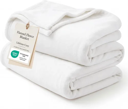 Bedsure GentleSoft Bedding Manta de Vellón para Niñas y Niños - Mantas Pequeñas Suaves, Acogedoras y Bonitas para Viajes, 43x55 Pulgadas, Blanco