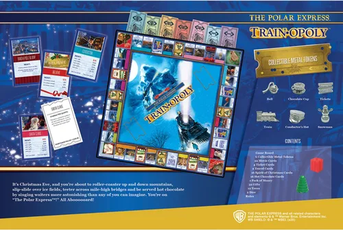Vista 3 de MasterPieces Opoly Juegos de mesa - The Polar Express Train Opoly - Juegos de mesa con licencia oficial para adultos, niños y familia